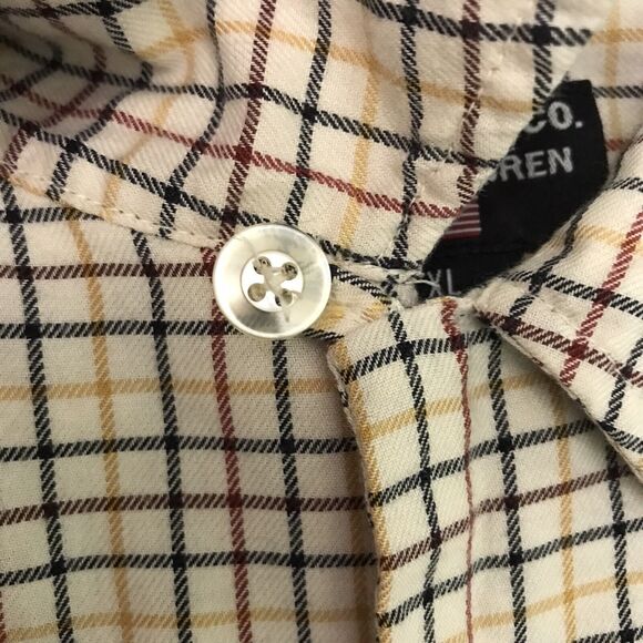 Vtg. Polo Jeans Company Ralph Lauren Loop Collar Men's XL Cream Plaid LS Shirt - Picture 5 of 13